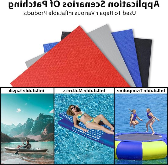 Opblaasbare reparatieset - Waterdichte PVC patches - Watersport uitrusting herstellen - Verdikte duurzame patches - 15x10 cm 4 stuks - Zwart van Merkloos