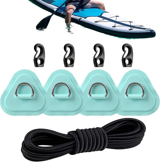 Opblaasbare Rubberboot Reparatie Kit - PVC Reparatieset - Watersport Onderhoud - Roestvrijstalen Bevestigingsringen - 4-Delige Set - Muntgroen