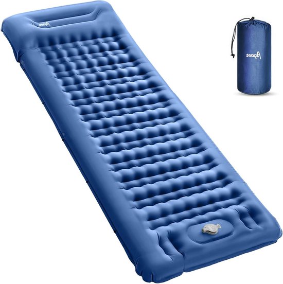 Opblaasbare slaapmat - 15 cm dik - geschikt voor kamperen - blauw van Obelink