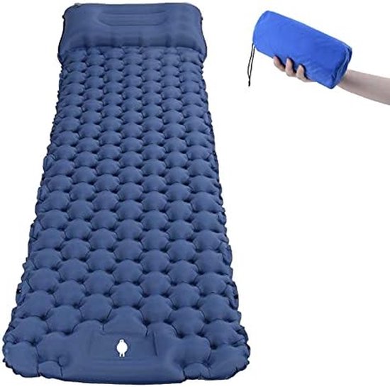 Opblaasbare Slaapmat - Campingmatras Kampeer - Comfortabel Slapen Buiten - Geïntegreerde Voetpomp - 198 x 58 x 6 cm - Marineblauw