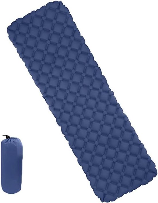 Opblaasbare Slaapmat - Kampeer Kussen Mat - Outdoor Kamperen - Ultralicht Compact - 190x57x5cm - Marineblauw van Merkloos