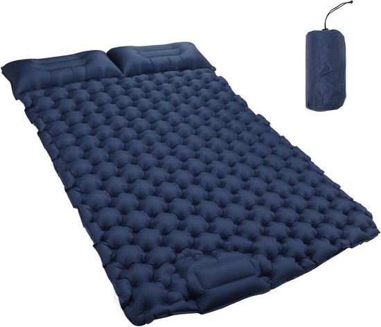 Opblaasbare Slaapmat - Kampeer Mat Luchtbed - Kamperen Buiten - Ingebouwde Pomp - 125 x 196 cm - Marineblauw