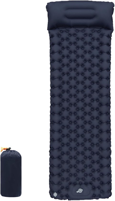 Opblaasbare Slaapmat - Kampeermatras Lichtgewicht - Buiten Slapen - Ingebouwde Voetpomp - 200 x 62 cm - Marineblauw
