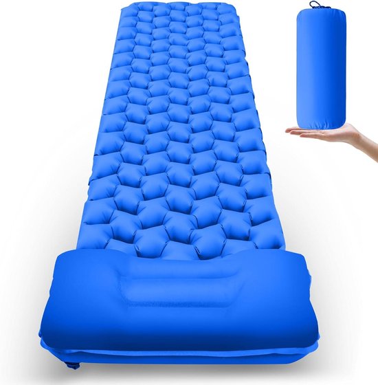 Opblaasbare Slaapmat - Luchtbed Kampeer - Outdoor Slapen - Ultralicht & Compact - 190x59x6cm - Blauw van Merkloos