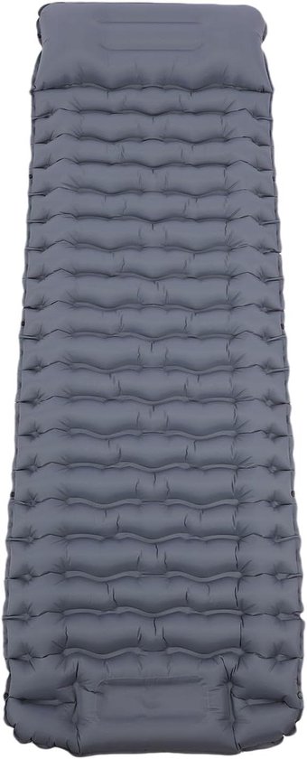 Opblaasbare Slaapmat - Luchtbed Kamperen - Buiten Ontspannen - Ingebouwde Voetpomp - 195 x 66 cm - Koelgrijs