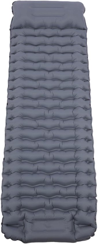 Opblaasbare Slaapmat - Luchtbed Kamperen - Buiten Slapen - Ingebouwde Voetpomp - 195 x 66 cm - Koelgrijs
