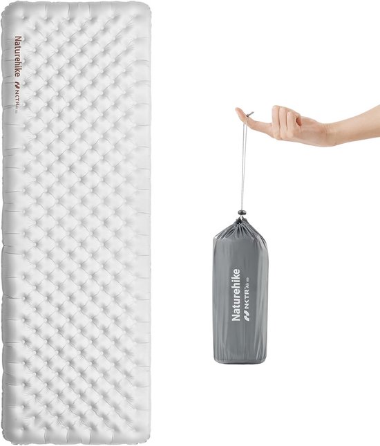 Opblaasbare Slaapmat - Luchtbed Kamperen - Comfortabel Slapen - Hoge R-Waarde 8.8 - 186 x 58 cm - Koolstof Zilver