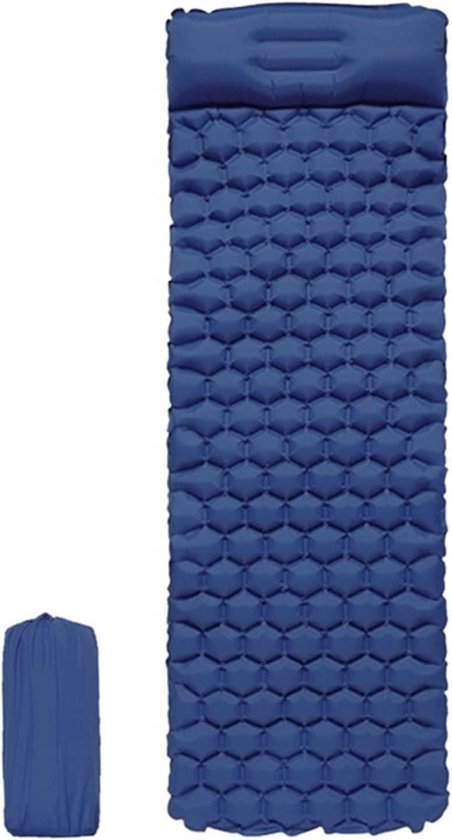Opblaasbare Slaapmat - Luchtmatras Kamperen - Outdoor Ontspanning - Zelfopblaasbaar - 195x60x5cm - Blauw