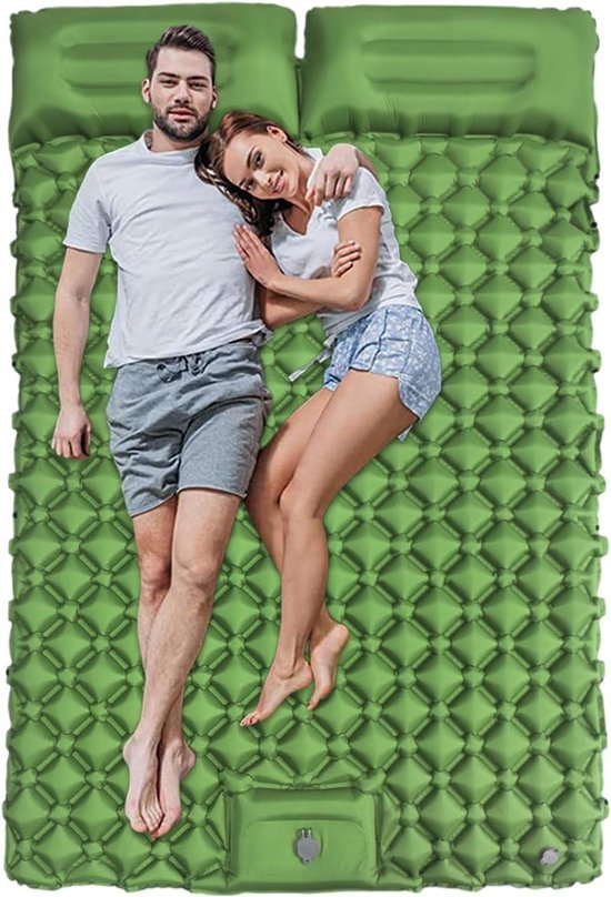 Opblaasbare Slaapmat - Reismatras Luchtbed - Buiten Avonturen - Voetpomp Inclusief - 190x120x5cm - Groen