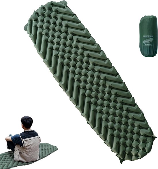 Opblaasbare Slaapmat - Reisvloermat Kampeerbed - Buiten slapen - Compact en duurzaam - 183 x 55 cm - Veelkleurig