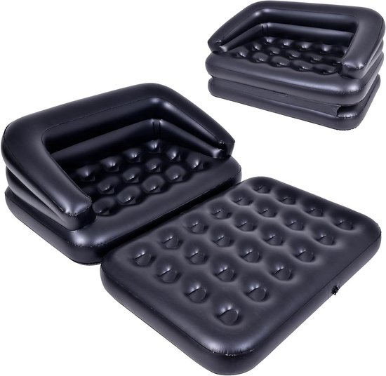 Opblaasbare Sofa - Luchtbank Matras - Kamperen Ontspannen - 5-in-1 Multifunctioneel - 198 x 137 x 61 cm - Zwart