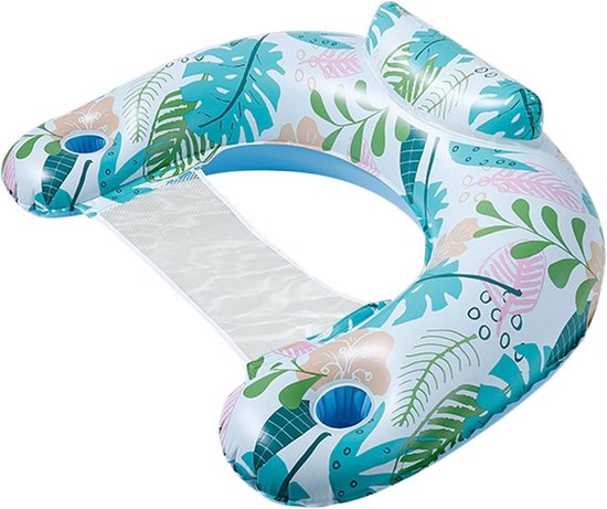 Opblaasbare Sofa - Zwembad Lounger - Water Ontspanning - Met Bekerhouders - 115 x 85 cm - Lichtkleur