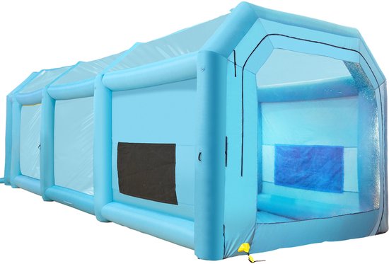 Opblaasbare Spuitcabine, 12 X 5 X 4 m Spuitcabine met Dubbele Ventilatoren, Draagbare Spuitcabine met Luchtfiltratiesysteem, Ideaal voor Het Spuiten van Auto's en Als Werkstation In Een Parkeertent, Blauw van Merkloos