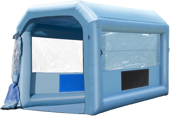 Opblaasbare Spuitcabine – 3,9 X 3,9 X 2,7 M, 750 W-Ventilator, met Filtering voor Het Spuiten van Auto'S en Fietsen