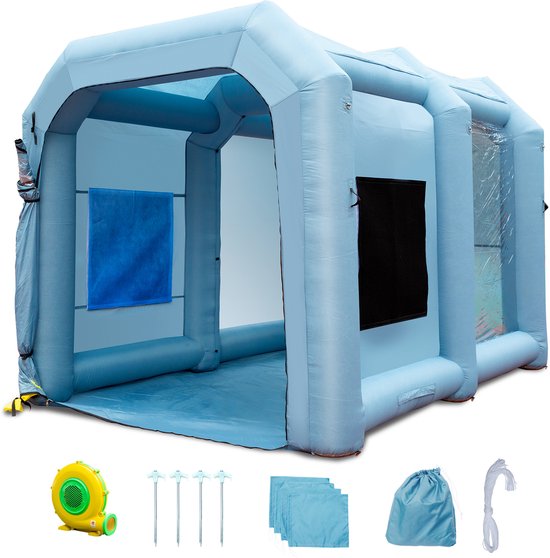 Opblaasbare Spuitcabine, 396x305x274cm, voor Het Spuiten Van Auto'S, Uitgerust Met Filter En 950w Blower, Professionele Verfuitrusting van Merkloos