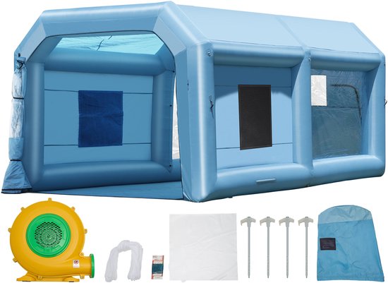 Opblaasbare Spuitcabine, 6,4 X 4 X 3 m met 1100w Ventilator en Luchtfiltersysteem, Draagbare Cabine voor Het Spuiten van Middelgrote Voertuigen Grote Meubels van Merkloos