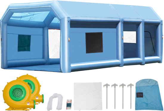 Opblaasbare Spuitcabine, 7 X 4 X 2,7 m Spuitcabine met Dubbele Ventilatoren en Luchtfiltratiesysteem, Draagbare Cabine voor Het Spuiten van Kleine Vrachtwagens, Grote Motorfietsen en Middelgrote Suv's van Merkloos