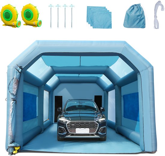Opblaasbare Spuitcabine, 8,5 X 4,9 X 3,3 m met Filters en Ventilatoren van Merkloos