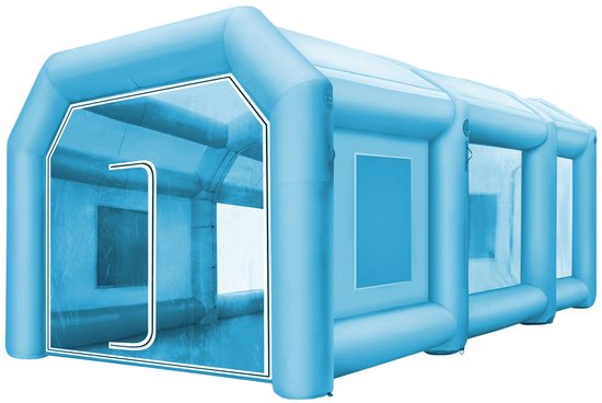 Opblaasbare Spuitcabine – Mobiele Spuitcabine – Verfspuit Tent – Verf Tent – Spuitcabine Auto – Groot Werkoppervlak 8x4x3 m – Duurzaam 210D Oxford Polyester van Merkloos