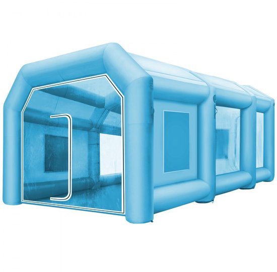 Opblaasbare Spuitcabine Tent - Spuittent Auto - 8 x 4 x 3 m - Met 2 Elektrische Blaasmachines - Voor Autospuitwerk van MAXXTOOLS