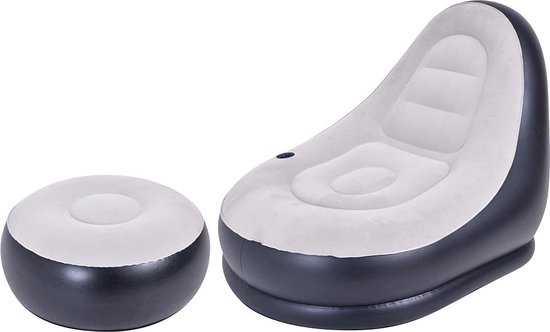Opblaasbare stoel Flockat PVC grijs en zwart met hoofdsteun van Intex