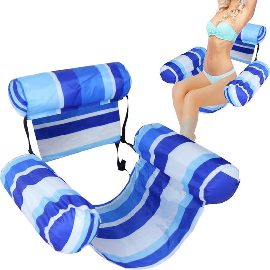 Opblaasbare stoel - Lounge ligbed - Zwemmen ontspannen - Drijvend comfort - 76x40x61 cm - Blauw