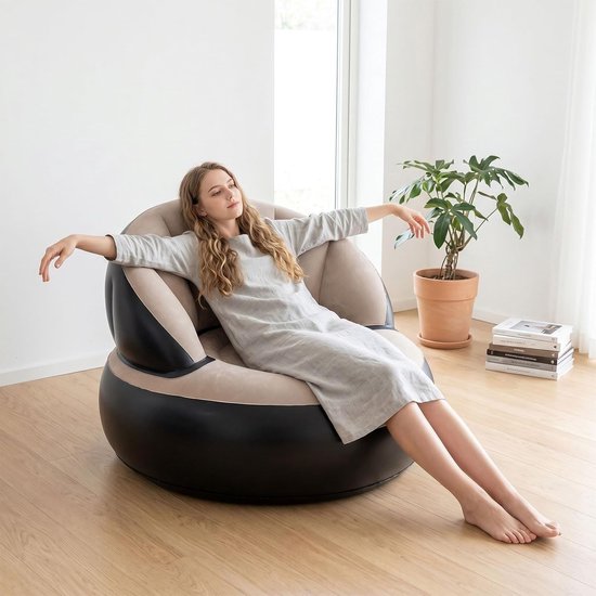 Opblaasbare Stoel voor Comfortabel Zitten, Gemakkelijk Schoon te Maken, Ideaal voor Camping, Gaming en Tuinfeesten (Grijs)