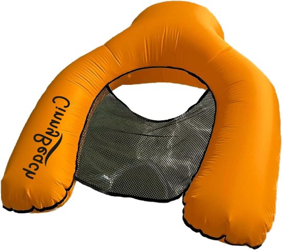 Opblaasbare stoel voor volwassenen - Innovatief luchtbed voor zee en zwembad - Snelle inflatie in 2 seconden met clipsluiting - Oranje van Fjordsen