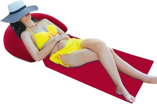 Opblaasbare Strandmat - Ligkussen - Ontspannen aan zee - Zandafstotend materiaal - 160 x 70 cm - Rood