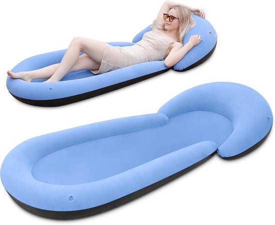 Opblaasbare strandmat met kussenomlijsting - 180 x 75 cm