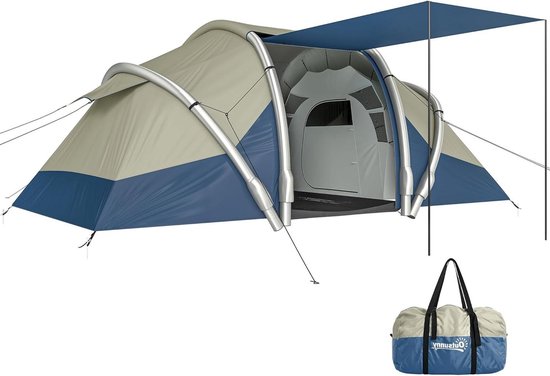 Opblaasbare tent - Lucht tent - Outdoor kamperen - Snelle opbouw - 4 personen - Blauw grijs