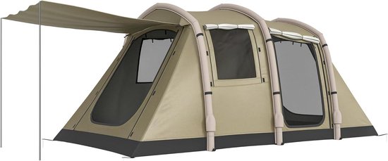 Opblaasbare Tent - Luchtbed Tent - Kamperen en Outdoor - Snel Op te Zetten - 5-6 Personen - Bruin