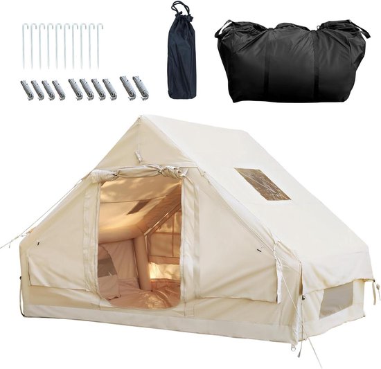 Opblaasbare Tent - Luchttent Camping - Kamperen en Reizen - Snel Opblaasbaar - 300 x 210 x 200 cm - Beige