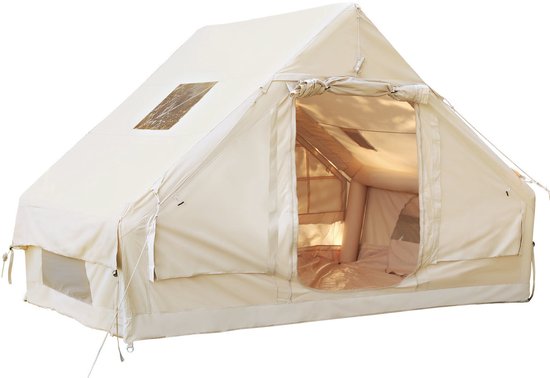 opblaasbare tent opblaasbare glamping tent Tot 4 personen Beige Waterdicht Camping, Tuin, Glamping 300x210x200cm van Merkloos