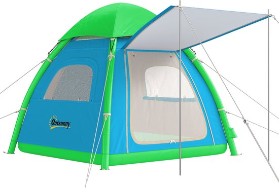 Opblaasbare tent - Opblaasbare glamping tent - Waterdicht - Tot 3 personen - Lichtblauw - Camping - Tuin - Glamping - 220L x 220B x 200H cm