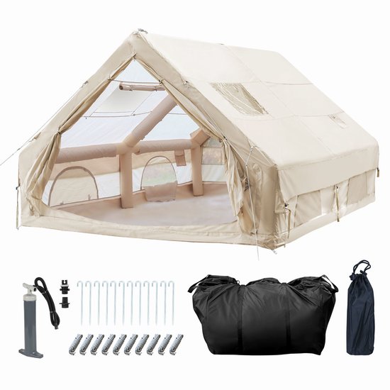 opblaasbare tent opblaasbare glamping tent Waterdicht Tot 6-8 personen Beige Camping, Tuin, Glamping 300x400x210cm van Merkloos