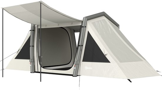 Opblaasbare tent - Opblaasbare glamping tent - Waterdicht - Tot 6 personen - Khaki - Camping - Tuin - Glamping - 580L x 270B x 202H cm