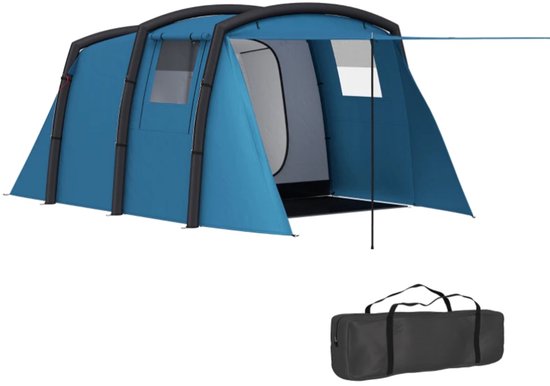 Opblaasbare tent - pblaasbare glamping tent - Waterdicht - Tot 6 personen - Blauw - Camping - Tuin - Glamping - 440L x 280 B x 195 H cm