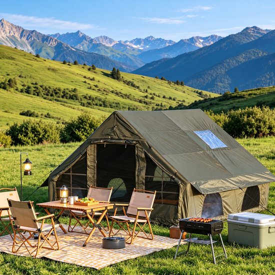Opblaasbare Tent voor 4-6 Personen – Familietent met Luchtpomp – UPF 50+ – Ventilatie en Dubbele Deur