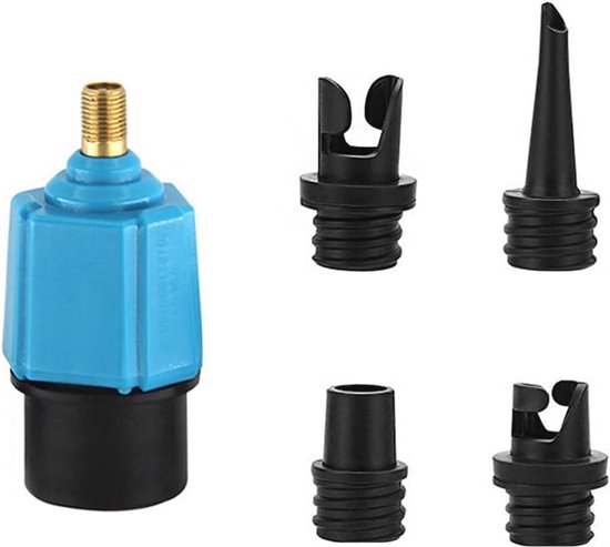 Opblaasbare ventieladapter met 4 sproeiers voor luchtbed, zwemring en kajak - blauw van Bestway