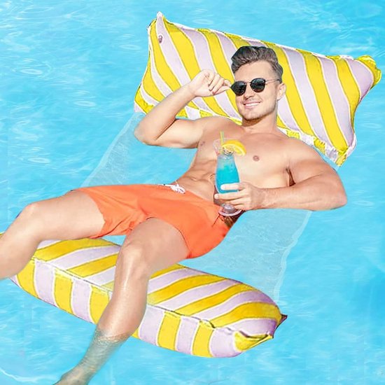 Opblaasbare Water Hammock 4 in 1 - Lounge Chair voor Zwembad, Air Mattress en Relaxen in het Water voor Volwassenen en Kinderen