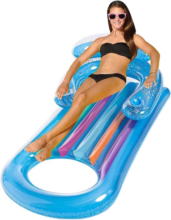 Opblaasbare Water Lounge - Drijvende Zetel - Ontspannen op water - Dubbel opbergsysteem - 150x75cm - Transparant