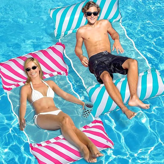 Opblaasbare waterhangmat, 4-in-1 waterhangmat, loungestoel, zwembad, lounge, waterhangmat, luchtmatras, zwembad, opblaasbare hangmat voor volwassenen en kinderen