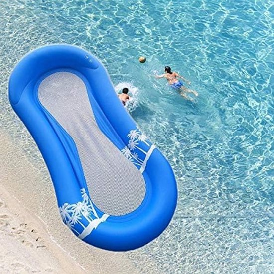 Opblaasbare waterhangmat met net, 170 x 80 cm, luchtmatras, waterhangmat, zwembadligstoel van Merkloos