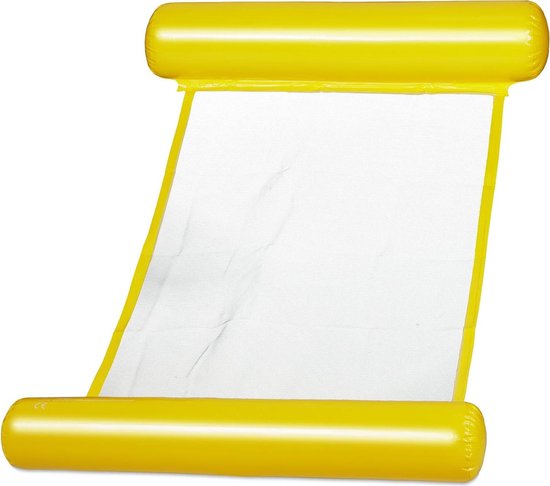 Opblaasbare waterhangmat met net - luchtmatras voor volwassenen tot 100 kg - geel van Summerplay.