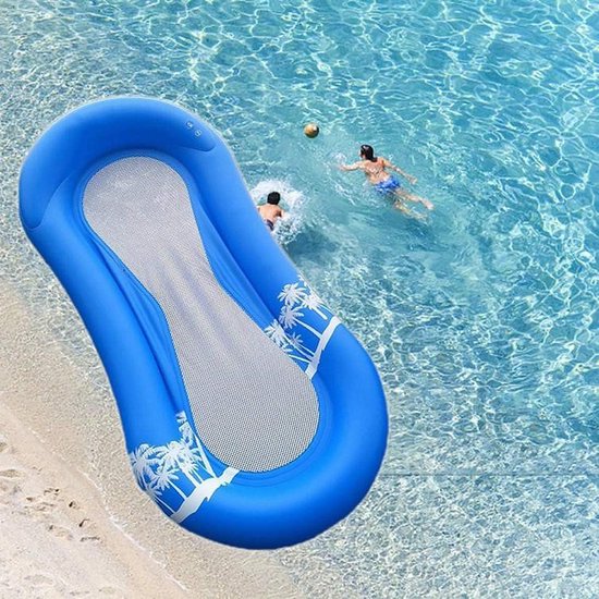 Opblaasbare Waterhangmat met Net voor Zwembad en Strand - Relax Luchtbed Blauw 170x80 cm
