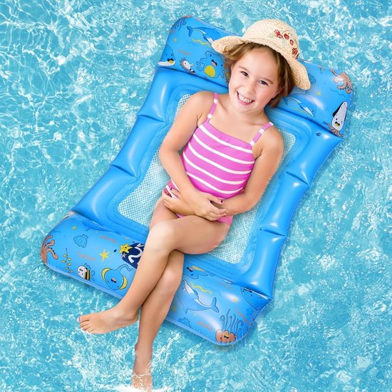 Opblaasbare waterhangmat voor kinderen oceaanthema - 4-in-1 luchtmatras met net - zwembad drijvende stoel - zomer speelgoed accessoires waterhangmat van Intex