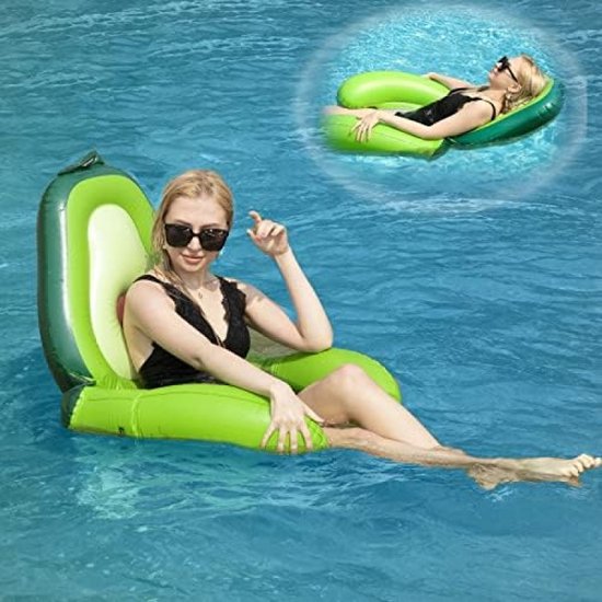 Opblaasbare waterhangmat voor volwassenen met net, opblaasbaar avocado drijvend speelgoed voor volwassenen en kinderen. Waterhangmat 120 kg voor luchtmatras, water zwembad voor zomer zwembadfeestjes (avocado met rugleuning) van Jilong