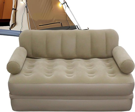 Opblaasbare Zitbank - Luchtbank Sofa - Buiten Ontspannen - Met Geïntegreerde Pomp - 39 x 31 x 13 cm - Kaki