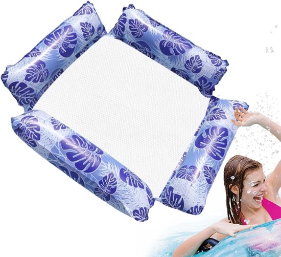 Opblaasbare Zwembad Float - Waterstoel Lounger - Ontspannen op water - Ergonomisch ontwerp - 124 x 120 cm - Donkerblauw